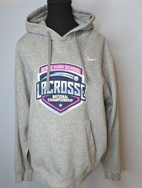 Nike Gray Girls High School Lacrosse National Championship Hoodie LAX
